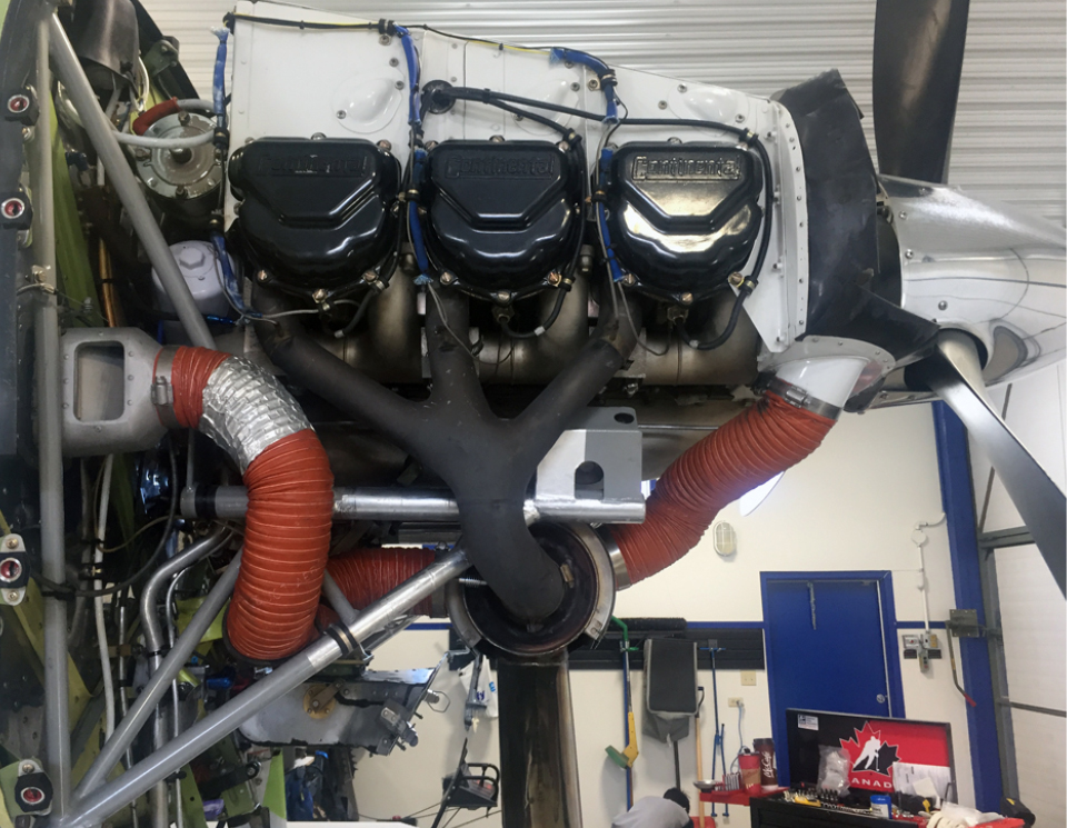 Airplane engine in repair shop